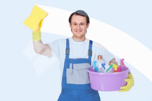Professional after builders cleaning in a Brompton property with dust removal tools
